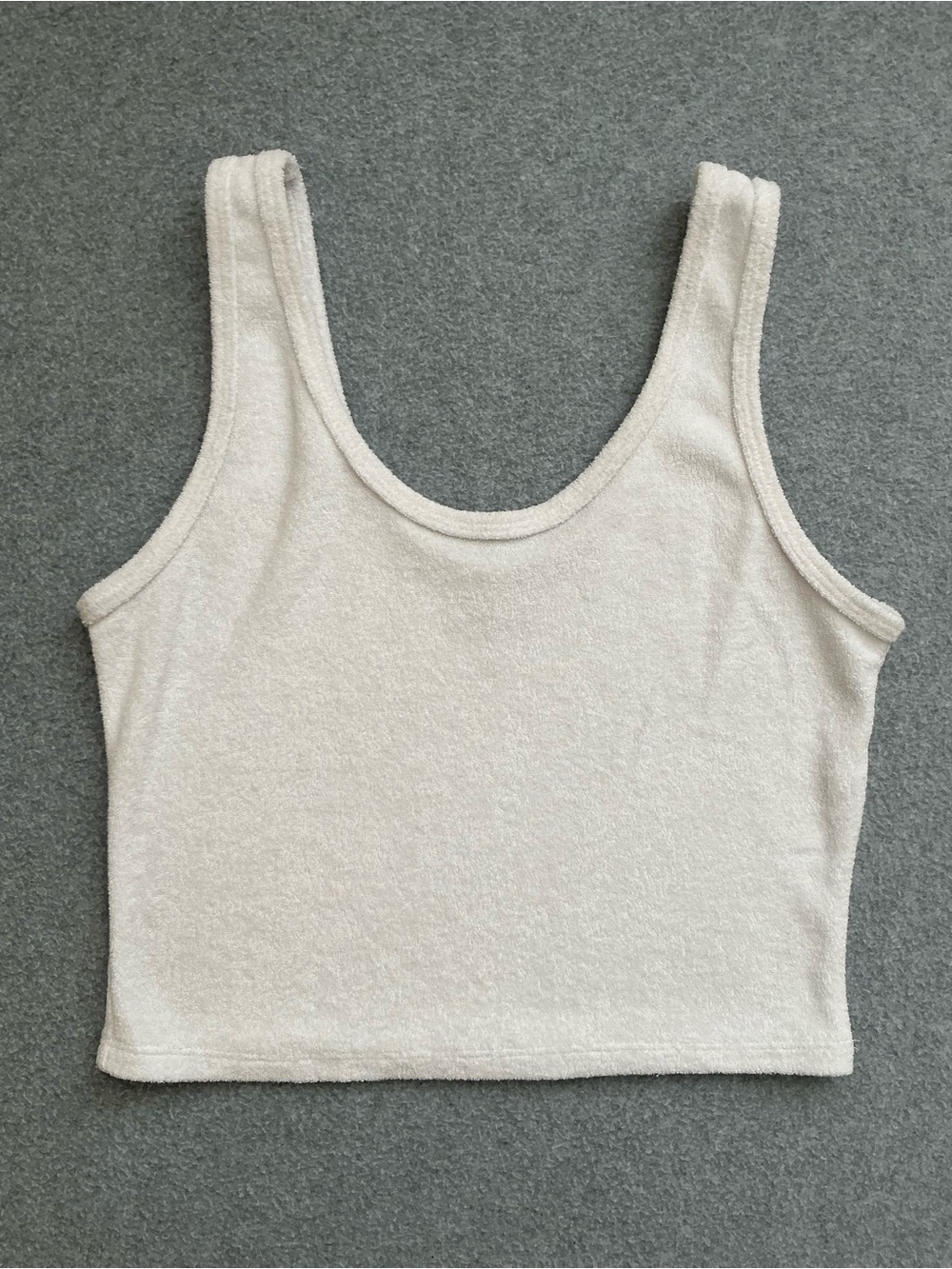 Hollister Terry Cloth Crop Tank Top White Y2K Coastal Coquette Size M